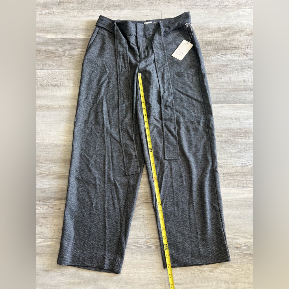 A New Day Gray High Rise Belted Ankle Pants Tie Waist Straight Leg Stretch 4 NWT - Picture 8 of 13
